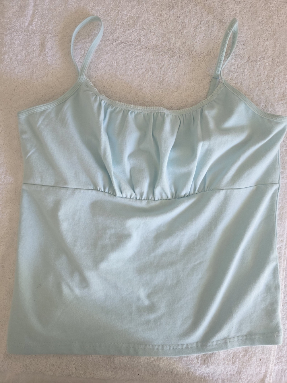 Baileys Point Light Blue Ruched Babydoll Cami Tank Top